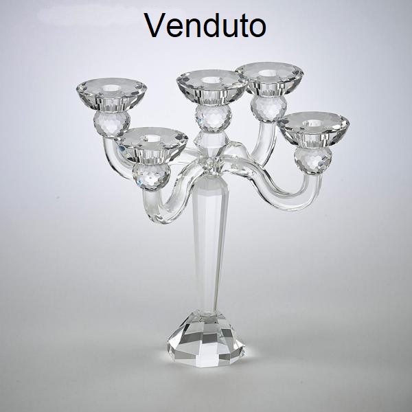 Candelabro A 5 Bracci In Metallo Argentato - 80 Cm, Trasformabile - Foto 6