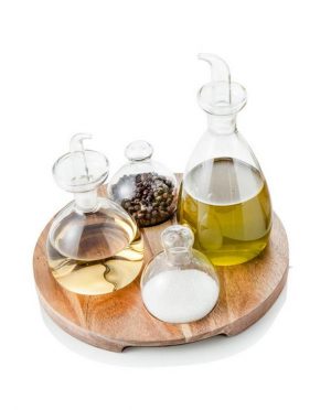 Menage set 4 pezzi in Vetro Base in Legno