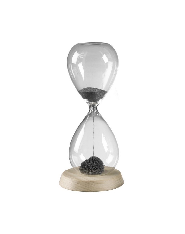 Clessidra Magnetica Con Base In Legno, Timer Di Sabbia A Forma Di Orologio, Decorazione Da Scrivania Con Effetto Fioritura, Regalo Originale