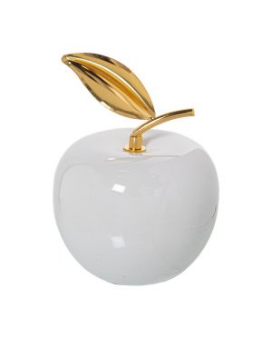 Scultura Mela in Ceramica Bianca