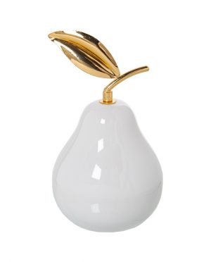 Scultura Pera in Ceramica Bianca