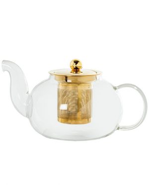 Teiera in Vetro Borosilicato con Infusore in Colore Oro