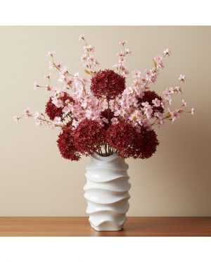 Vaso in Ceramica Bianca Lucida Wave Design