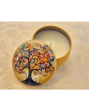 Candela in Scatola di Metallo Albero della Vita