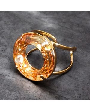 Anello Galvanica Oro con Grande Cristallo Circolare
