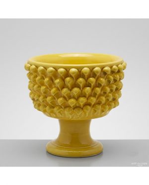 Vaso Porta Piante Mezza Pigna in Ceramica Blu Cobalto