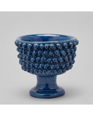 Vaso Porta Piante Mezza Pigna in Ceramica Blu Cobalto