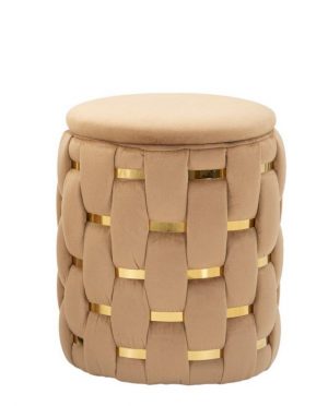 Pouf Contenitore Cilindrico in Velluto Senape