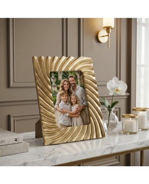 Portafoto Vortex Oro – Cornice da Tavolo Plissettata a Vortice